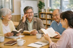 地域の読書会に参加するシニア世代